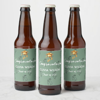 Elegant Sage Green Graduation Bottle Label -