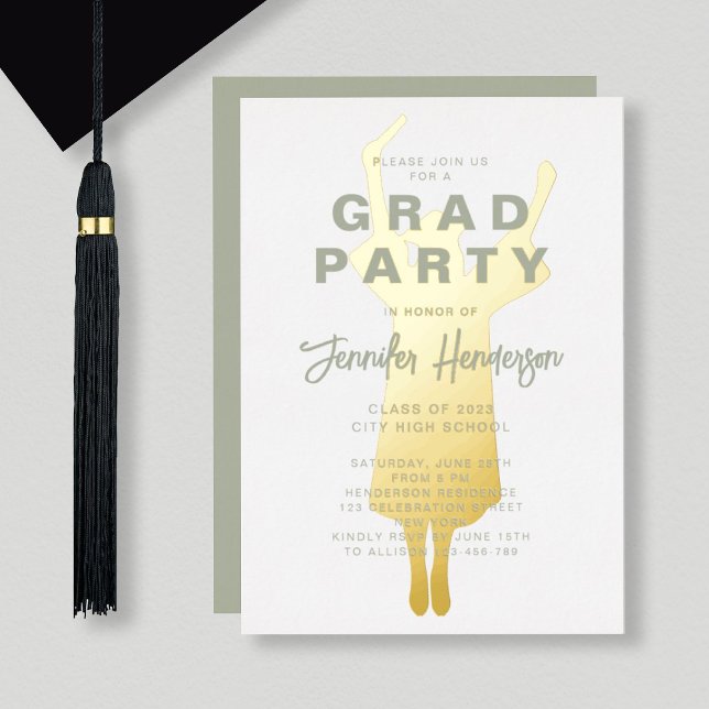 Elegant Sage Green Graduation Party Gold (Creator Uploaded)