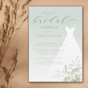 Elegant Sage Green Greenery Bridal Shower Invitation