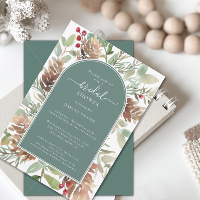 Elegant Sage Green Greenery Bridal Shower Invitation (Creator Uploaded)