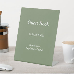 Elegant Sage Green Guest Book Pedestal Sign