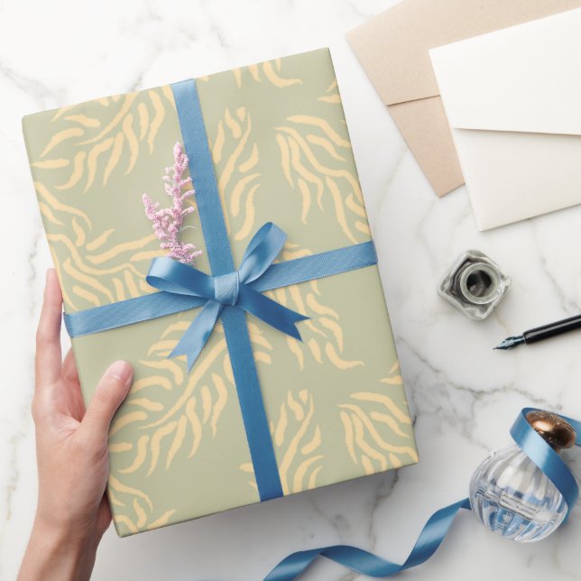 Elegant Sage Green Hand Drawn  Wrapping Paper (Gifting)
