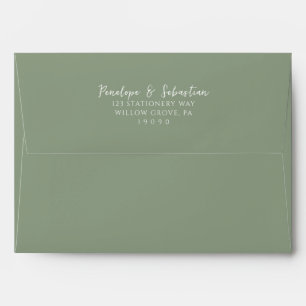 Elegant Sage Green Handwritten Script Wedding Envelope