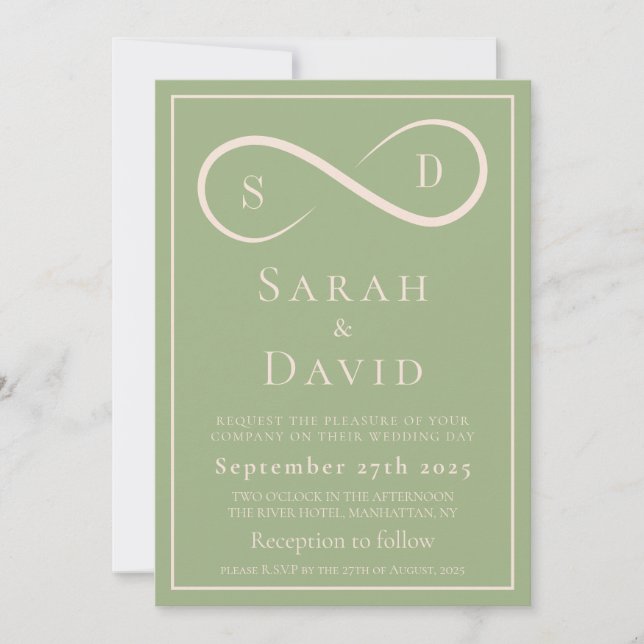 Elegant Sage Green Infinity Minimalist Modern Invitation (Front)