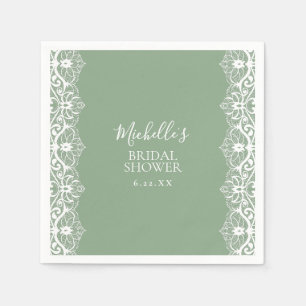 Elegant Sage Green Lace Bridal Shower Napkin