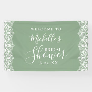 Elegant Sage Green Lace Bridal Shower Welcome Sign
