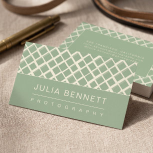 Elegant Sage Green Lattice Pattern Business Card