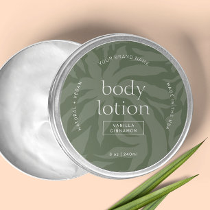 Elegant Sage Green Lotion Jar Round Product Label