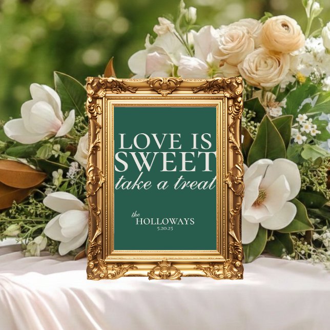 Elegant Sage Green Love is Sweet Wedding Dessert Poster (Elegant Sage Green Love is Sweet Wedding Dessert Poster)