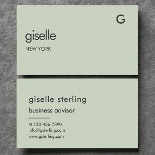 Elegant Sage Green Luxury Minimalist Monogram Business Card
