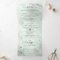 Elegant Sage Green Marble with Foil Wedding