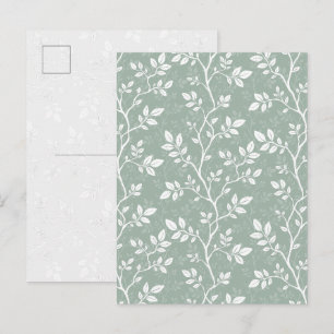 Elegant Sage Green Minimal Botanical Art Postcard