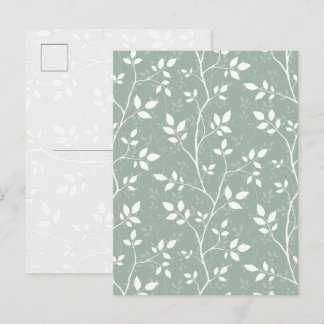 Elegant Sage Green Minimal Botanical Art Postcard