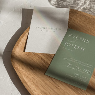 Elegant Sage Green Minimalist Boho Modern Wedding Invitation