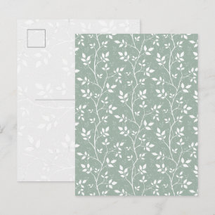 Elegant Sage Green Minimalist Botanical Branch Art Holiday Postcard