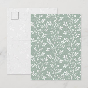 Elegant Sage Green Minimalist Botanical Branch Art Holiday Postcard