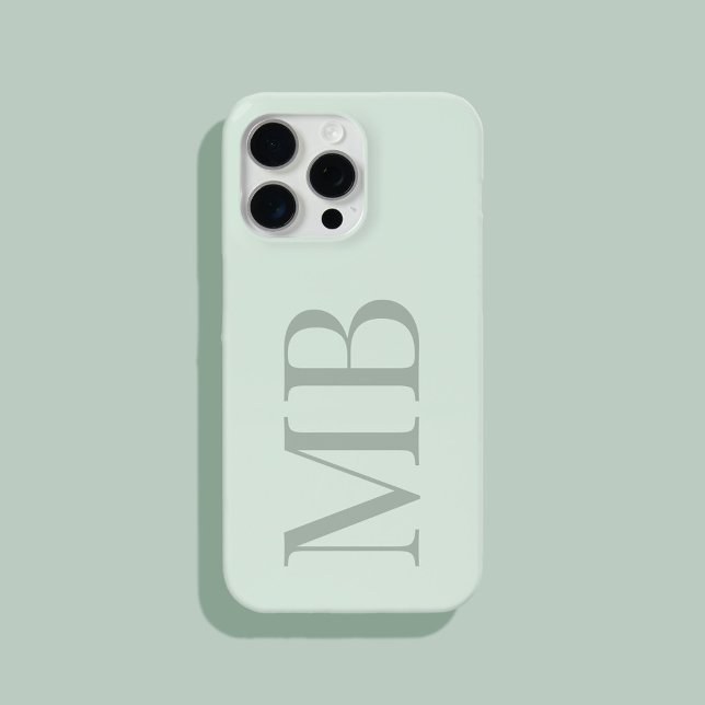 Elegant Sage Green Minimalist Initial Monogram Case-Mate iPhone Case (Creator Uploaded)