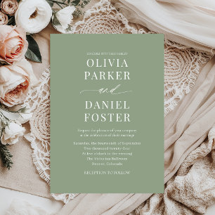 Elegant Sage Green Minimalist Modern Wedding Invitation