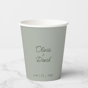 Elegant Sage Green Minimalist Wedding Paper Cups