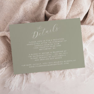 Elegant Sage Green Modern Calligraphy Wedding Enclosure Card