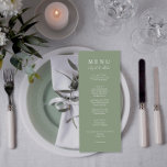 Elegant Sage Green Modern Let's Eat Wedding Dinner Menu<br><div class="desc">A sage green  and white elegant minimalist chic wedding light green dinner menu. Which features chic template design of sage green background and white typography . And let's eat wording in elegant chic calligraphy.</div>