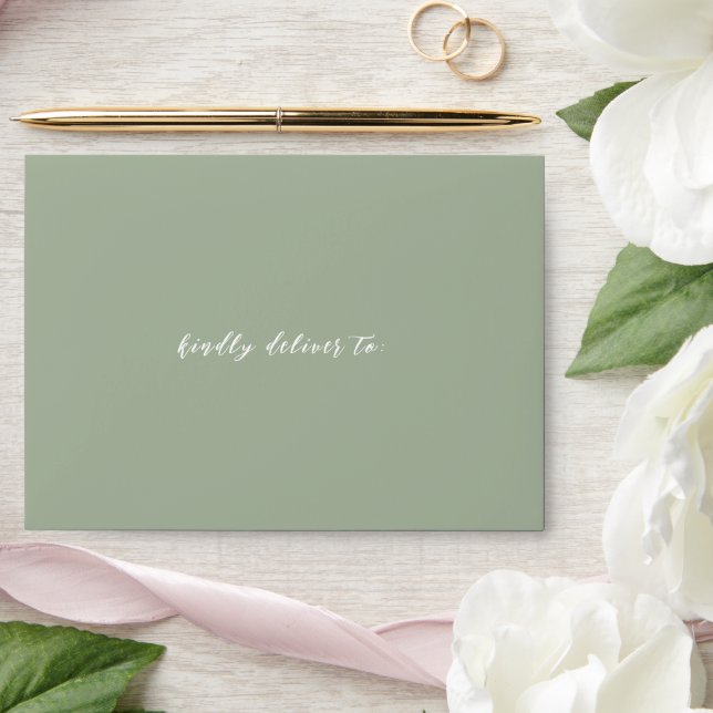 Elegant Sage Green Modern Wedding Envelope (Wedding)