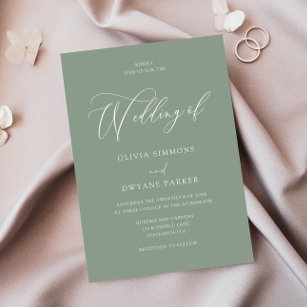 Elegant Sage Green Modern Wedding Invitation