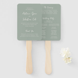 Elegant Sage Green Modern Wedding Program Hand Fan