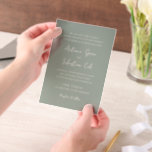 Elegant Sage Green Modern Wedding Vellum Invitations<br><div class="desc">Elegant wedding invitations featuring a simple design with script and serif fonts.</div>