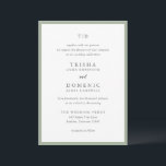 Elegant Sage Green Monogram Modern Wedding Invitation<br><div class="desc">Modern wedding invitations featuring a clean design with serif and script fonts.</div>