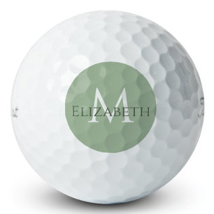 Elegant Sage Green Monogram Personalized Classic  Golf Balls