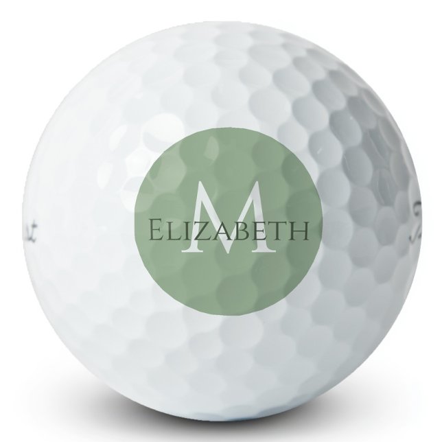 Elegant Sage Green Monogram Personalized Classic  Golf Balls (Creator Uploaded)