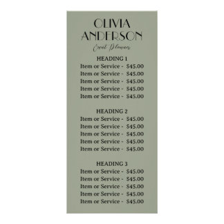 Elegant Sage Green Neutral Boho Modern Unique Rack Card