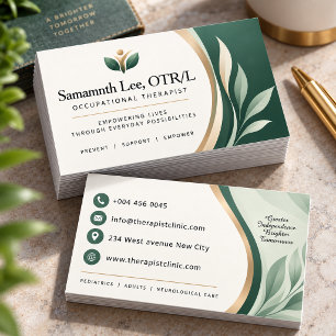 Elegant Sage Green Occupational Therapist Business Card