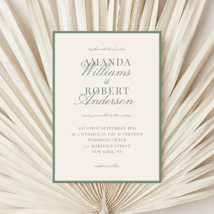 Elegant Sage Green Old Money Wedding Invitation