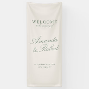 Elegant Sage Green Old Money Wedding Welcome Banner
