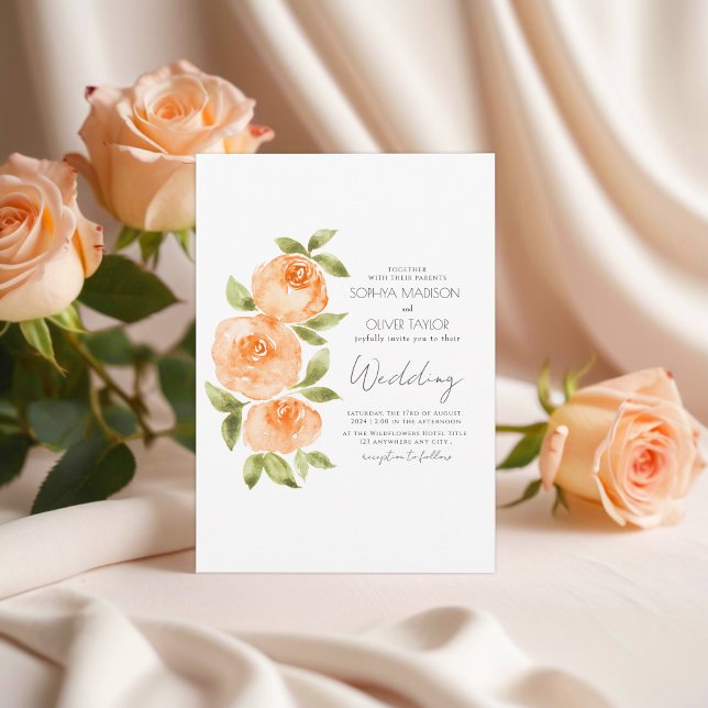 Elegant Sage Green Orange Boho Floral Wedding  Invitation (Creator Uploaded)