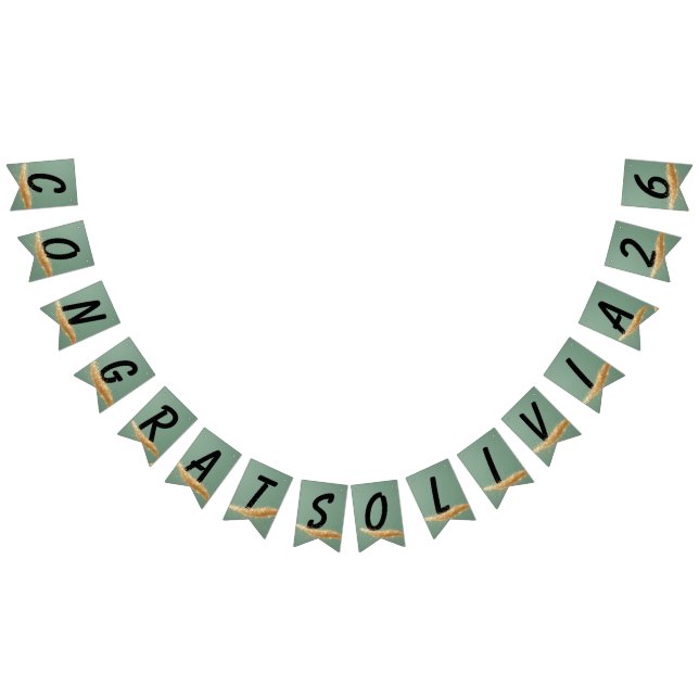 Elegant Sage Green Personalised Graduation Bunting (All)
