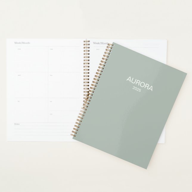 Elegant Sage Green Personalised Name -  Planner (Display)