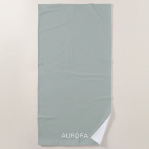 Elegant Sage Green Personalized Name - Beach Towel