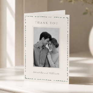 Elegant Sage Green Photo Wedding Thank You Card