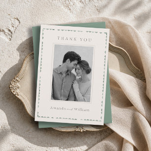Elegant Sage Green Photo Wedding Thank You Card