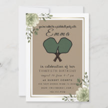 Elegant Sage Green Pickleball 30th Birthday
