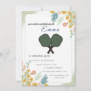 Elegant Sage Green Pickleball 30th Birthday Invitation