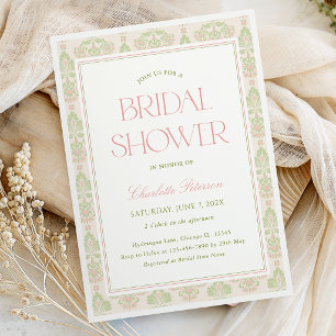 Elegant Sage Green & Pink Floral Bridal Shower Invitation