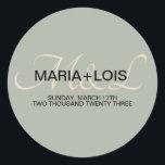 Elegant Sage Green Pink Wedding Monogrammed Classic Round Sticker<br><div class="desc">Monogrammed Favour Tags for Wedding</div>