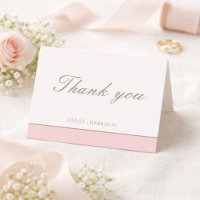 Elegant Sage Green & Pink Wedding Thank You card