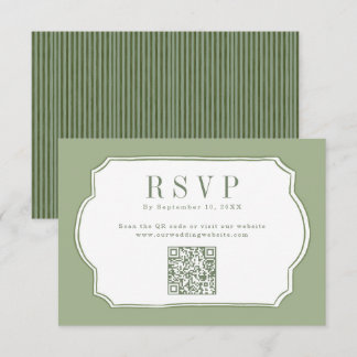 Elegant Sage Green QR Code Wedding Website RSVP Card