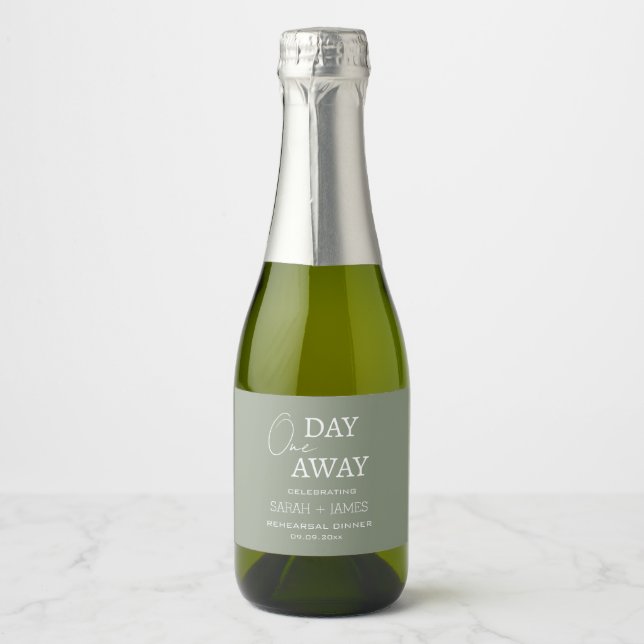 Elegant Sage Green Rehearsal Dinner Wedding Party Sparkling Wine Label (Front)