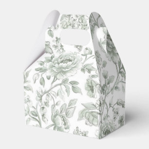 Elegant Sage Green Rose Floral  Favour Box